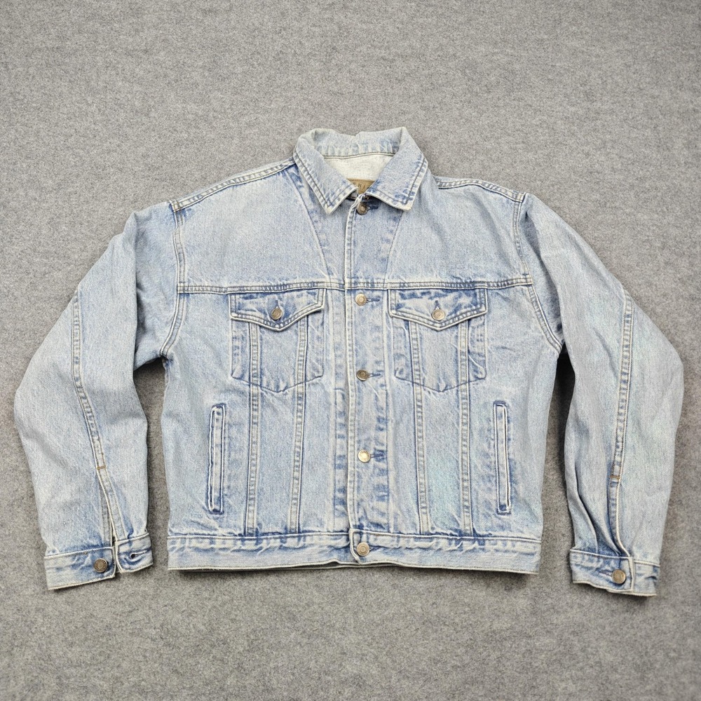 Vintage Gap Jacket Mens Small Blue Denim Bomber Trucker Light Wash 90s